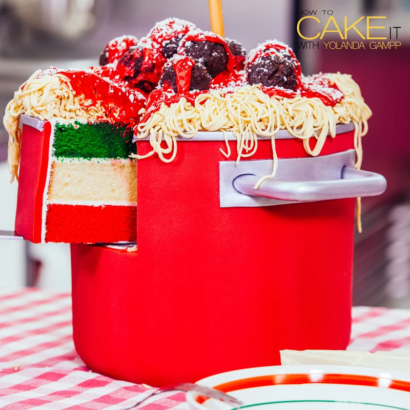 Spaghetti and Meatballs Cake