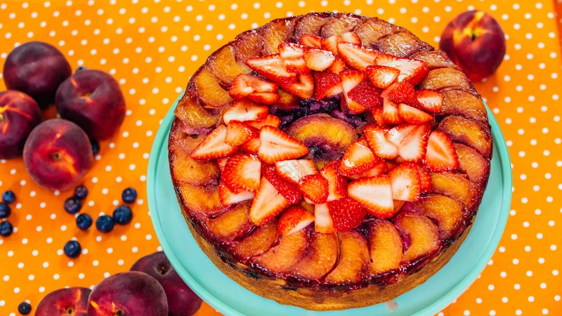 Peach Blueberry Upside Down Cake