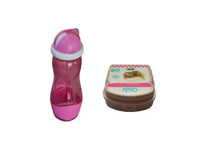 Lunchbox & Trinkflasche 400ml Set in Blau oder Pink