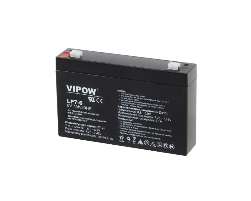 Baterie olověná 6V 7Ah VIPOW BAT0207