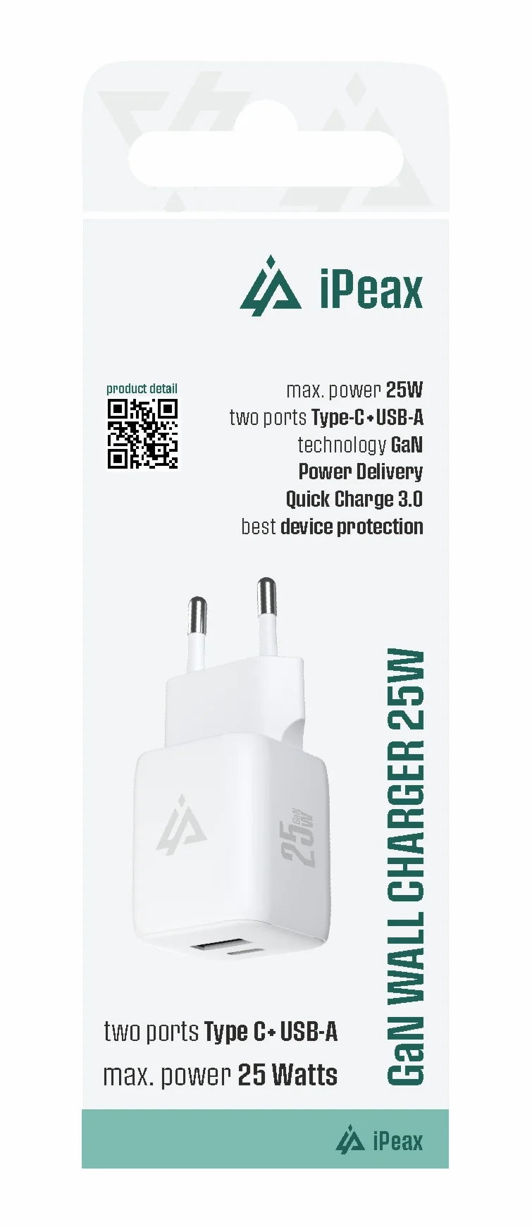 Adaptér USB iPEAX GaN USB/USB-C 90010130 White