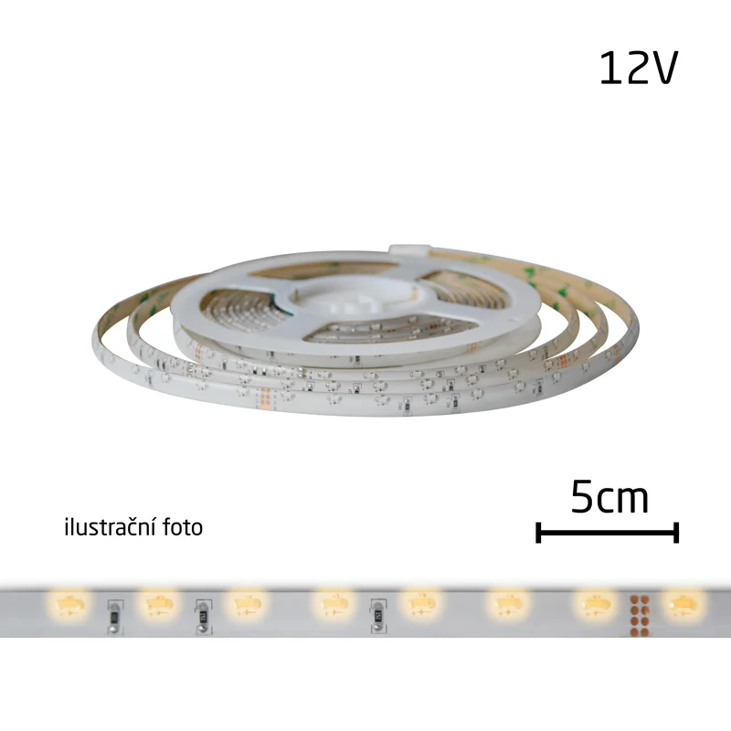 LED pásek 230V, 3528 60LED/m IP67 max. 4.8W/m bílá teplá, cena za 1m, zalitý
