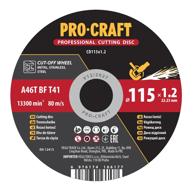 Kotouč řezný PROCRAFT 115x1.2mm