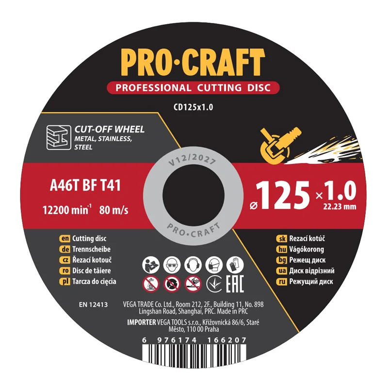 Kotouč řezný PROCRAFT 125x1.0mm