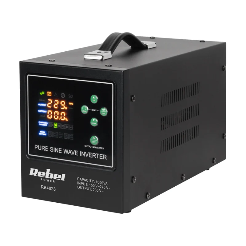 Zdroj záložní REBEL POWER-1000-LFP4 12V 230V 1000VA 700W Black