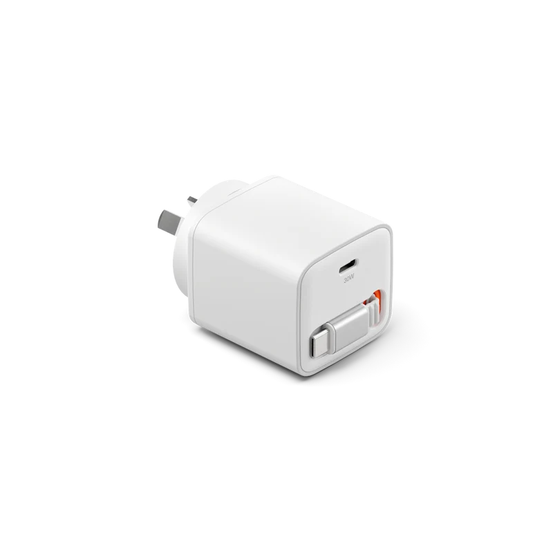 Cygnett Powerplus 30W Wall Charger with 80cm Retractable USB-C Cable Wall Charger