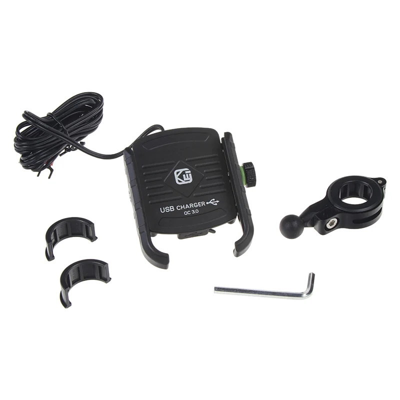 Držák telefonu na kolo/motocykl STU r13usb černý s USB nabíječkou