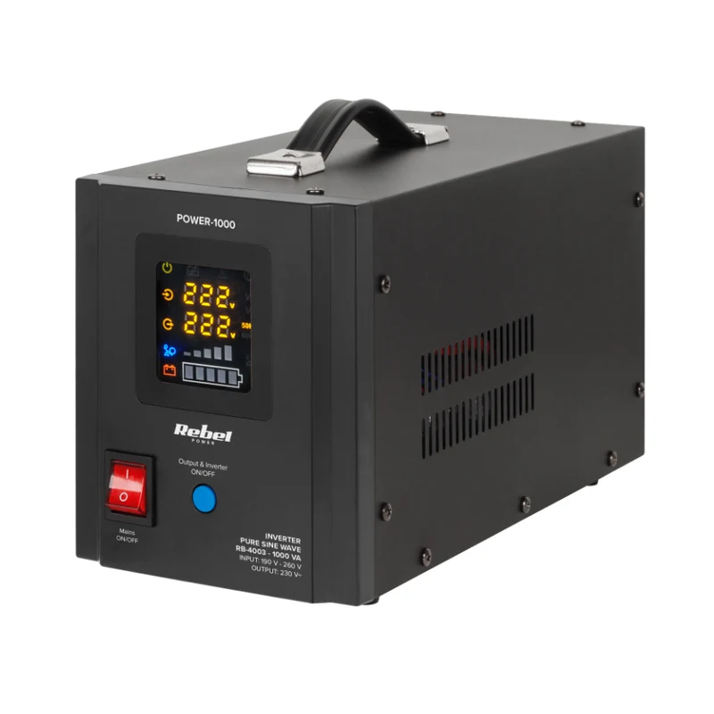 Zdroj záložní REBEL POWER-1000 12V 230V 1000VA 700W Black