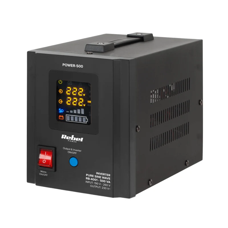 Zdroj záložní REBEL POWER-500 12V 230V 500VA 300W Black