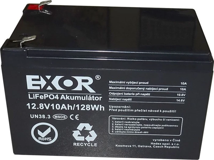 Baterie LiFePO4 12,8V 10Ah EXOR LFP R925A