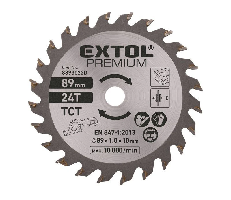 Kotouč pilový s SK plátky, Ř89 x 2,0 x 10 mm, 24T, EXTOL PREMIUM