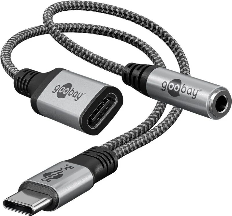 Adaptér GOOBAY 74524 2xUSB-C/JACK 3,5mm (pro poslech hudby)