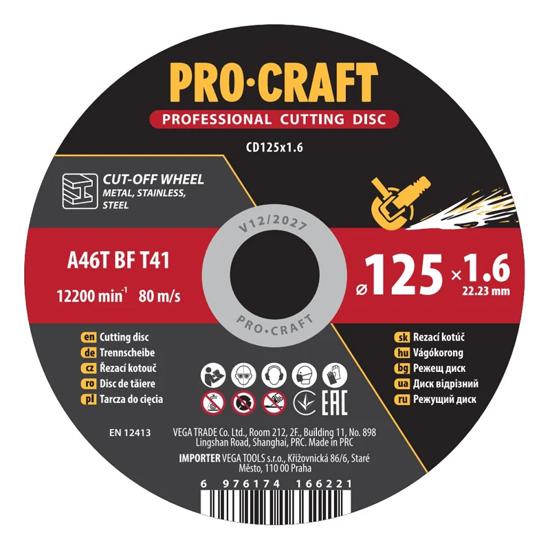 Kotouč řezný PROCRAFT 125x1.6mm