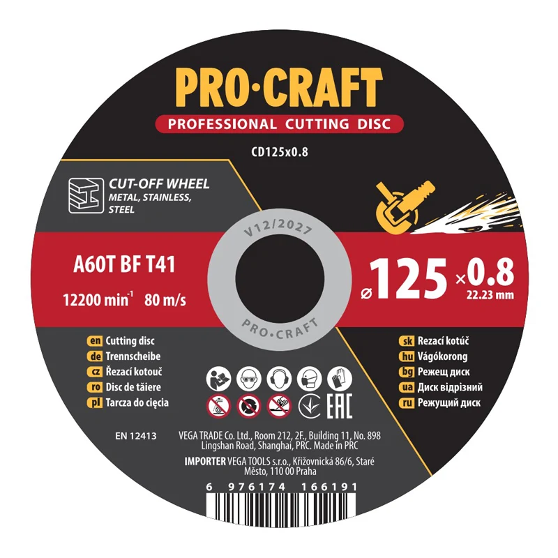 Kotouč řezný PROCRAFT 125x0.8mm