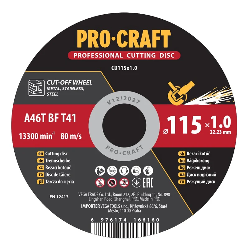 Kotouč řezný PROCRAFT 115x1.0mm