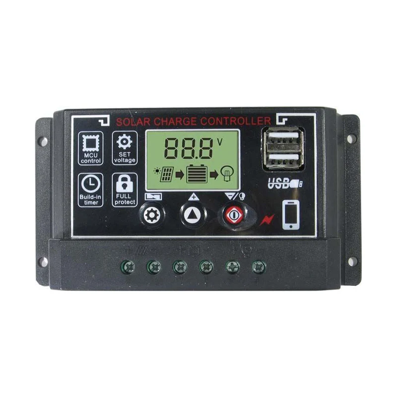 Solární regulátor PWM BL915C 12-24V/30A+USB pro různé bateri