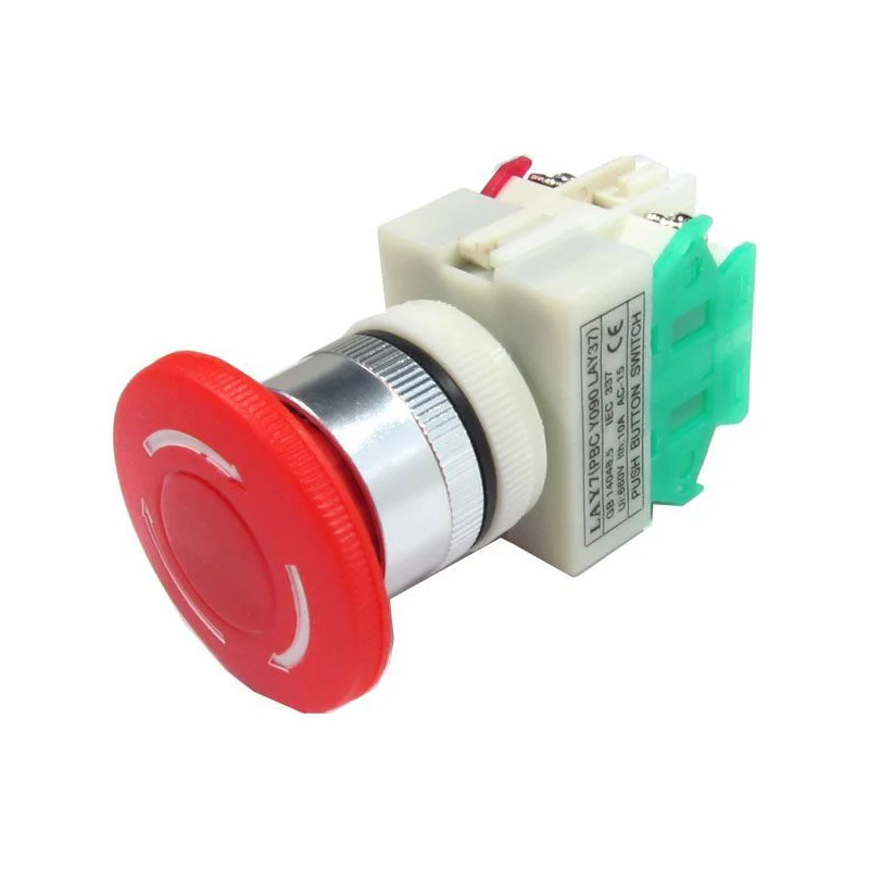 Tlačítko havarijní červené LAY37 6A 250V OFF-ON/ON-OFF