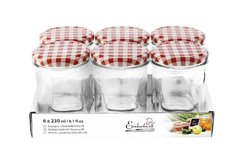 Schraubdeckelglas Einkochwelt 6er Tray mit Deckel 230ml