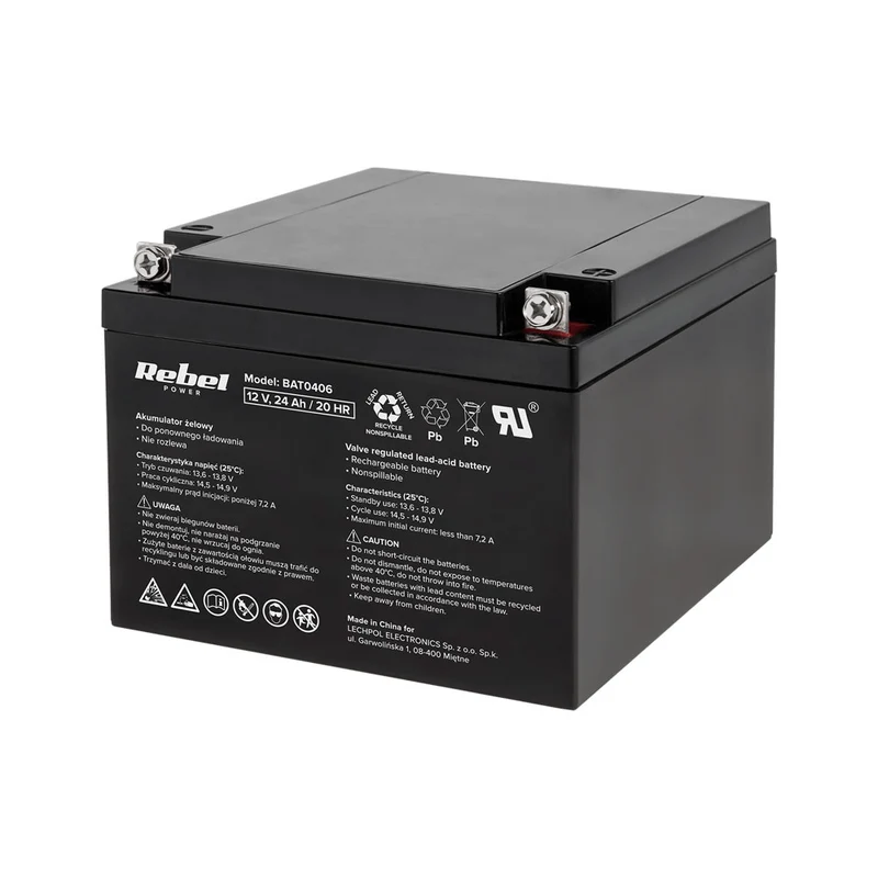 Baterie olověná 12V 24Ah REBEL BAT0406