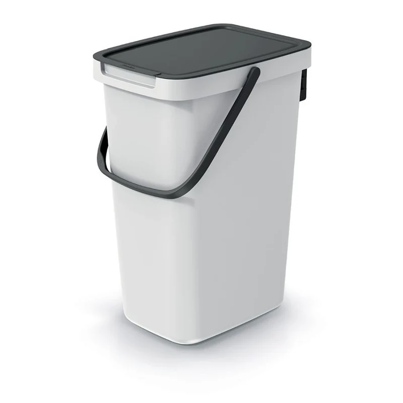 Koš odpadkový SYSTEMA Q COLLECT popelavý s černým víkem 12l