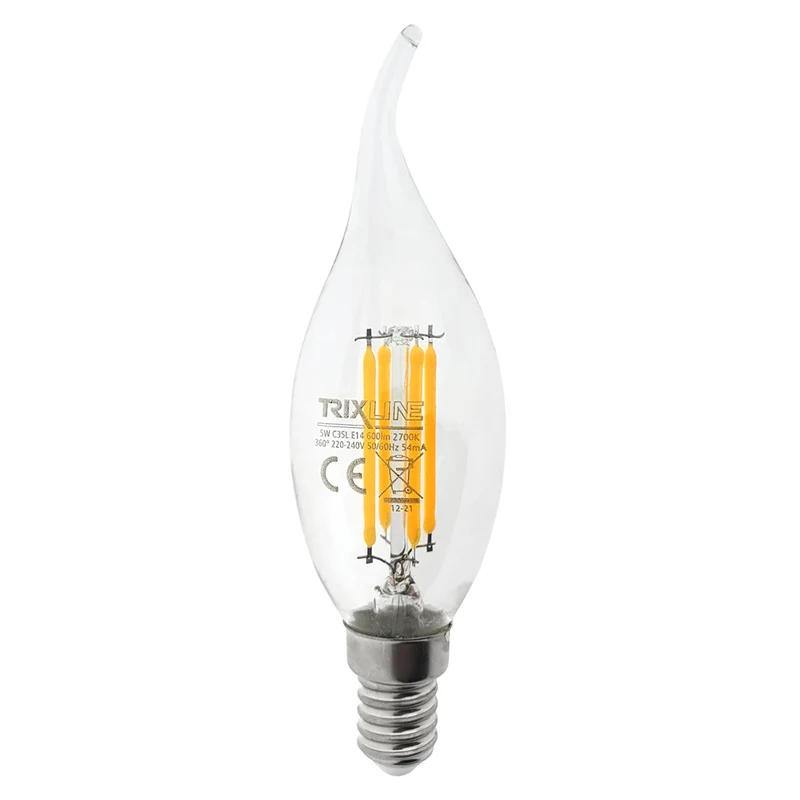Žárovka Filament E14 5W bílá teplá TRIXLINE C35L
