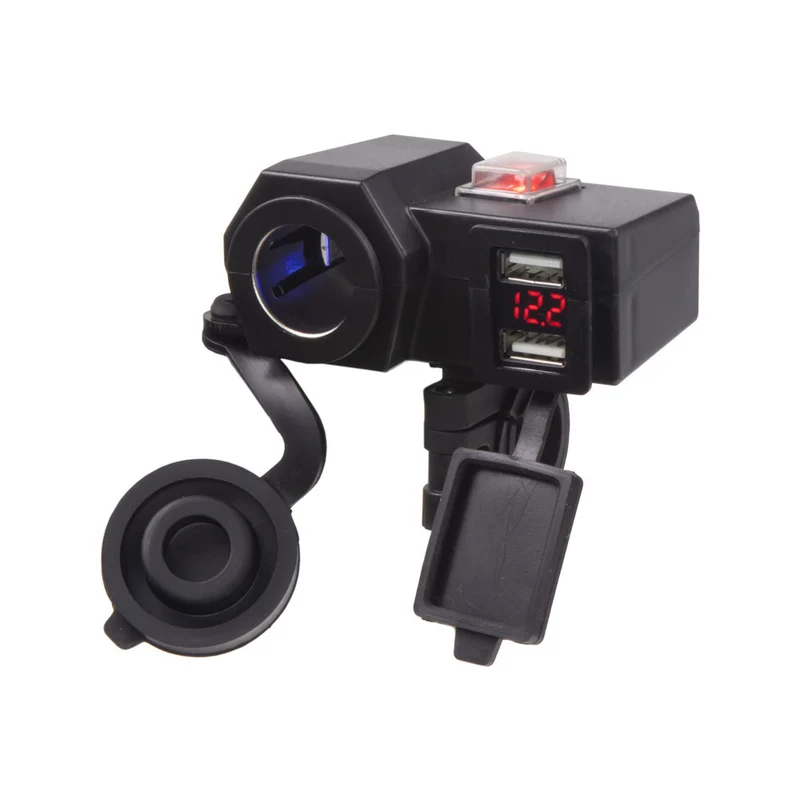 Nabíječka USB STU 34701 s voltmetrem a CL zásuvkou na motocykl