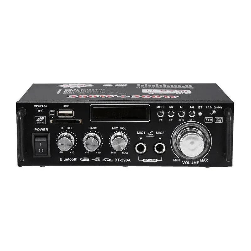 Zesilovač, rádio, bluetooth, přehrávač MP3, karaoke BT-298A