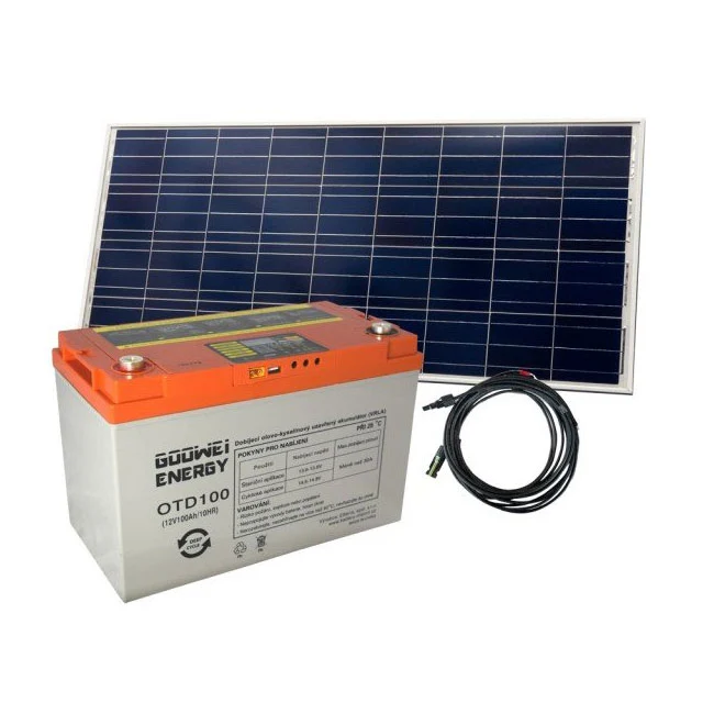 Solární set baterie GOOWEI ENERGY OTD100 (100Ah, 12V) a solární panel Victron Energy 115Wp/12V