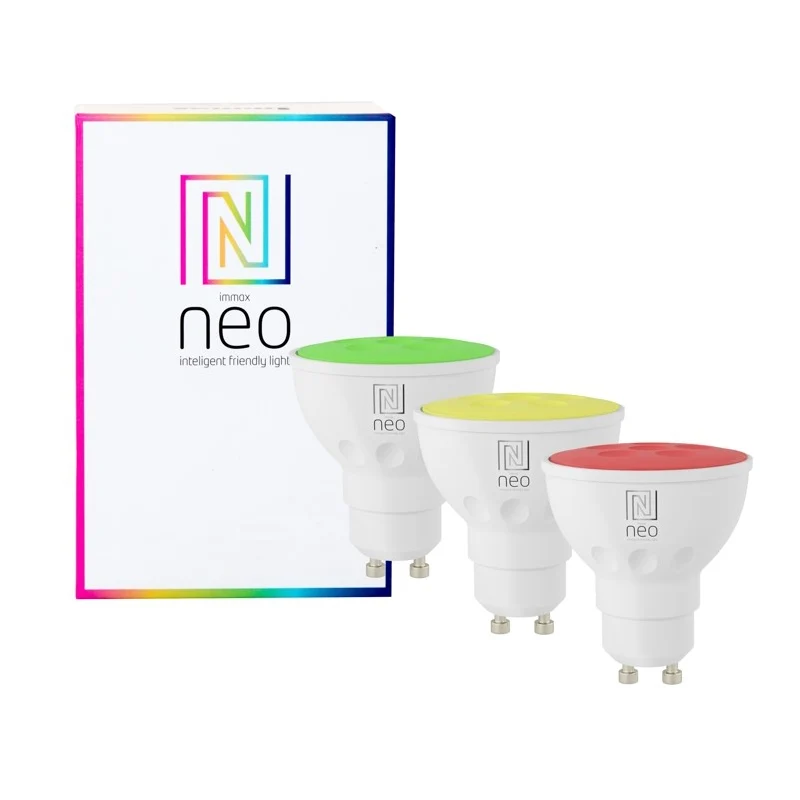 Smart LED žárovka GU10 6W RGB+CCT IMMAX NEO 07724C WiFi Tuya sada 3ks