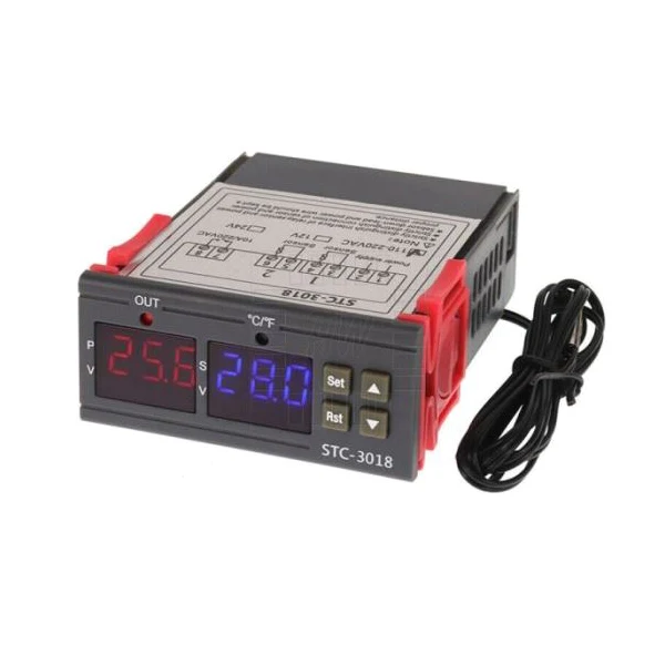 Digitální termostat STC-3018 rozsah -55°C~120°C, 230VAC