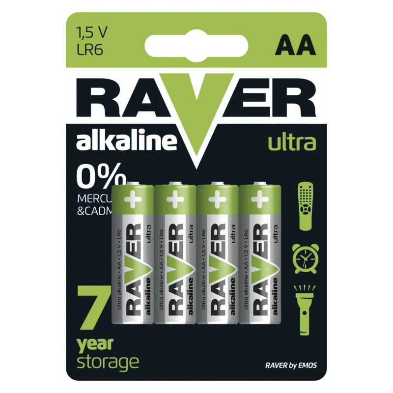 Baterie AA (R6) alkalická RAVER 4ks