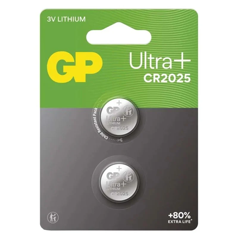 Baterie CR2025 GP Ultra Plus lithiová 2ks
