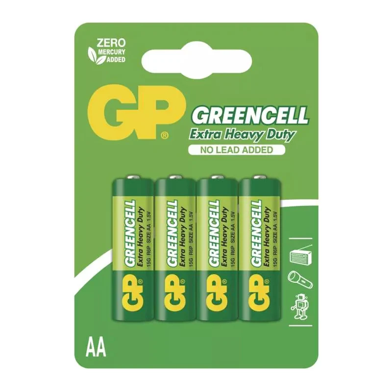 Baterie AA (R6) Zn-Cl GP Greencell 4ks / blistr