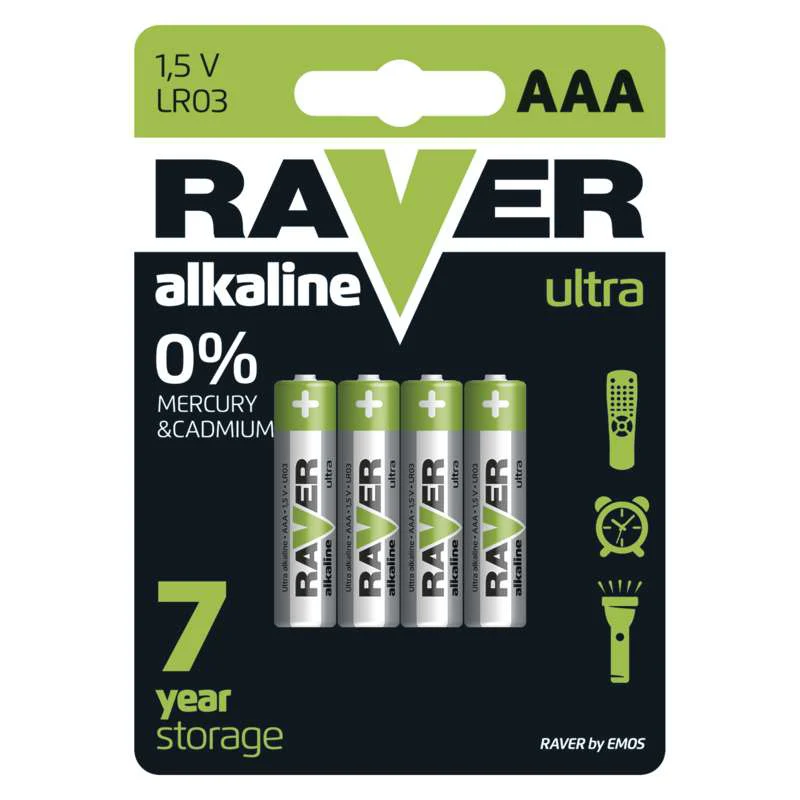 Baterie AAA (R03) alkalická RAVER 4ks