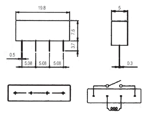 Relé 5V 0.5A/100VDC 1x spín. S1A05