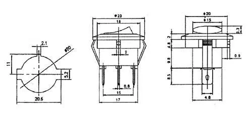 Přepínač kolébkový kul. pros. 2pol./3pin ON-OFF 16A/12VDC žlutý
