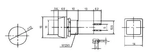 Přepínač tlačítko čtv. OFF-(ON) 250V/1A modré