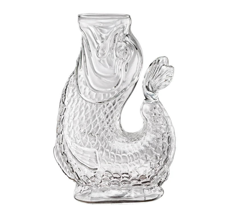Cilio Wasserkaraffe NEMO - Handgefertigte Glaskaraffe mit Gluckerneffekt, 1L