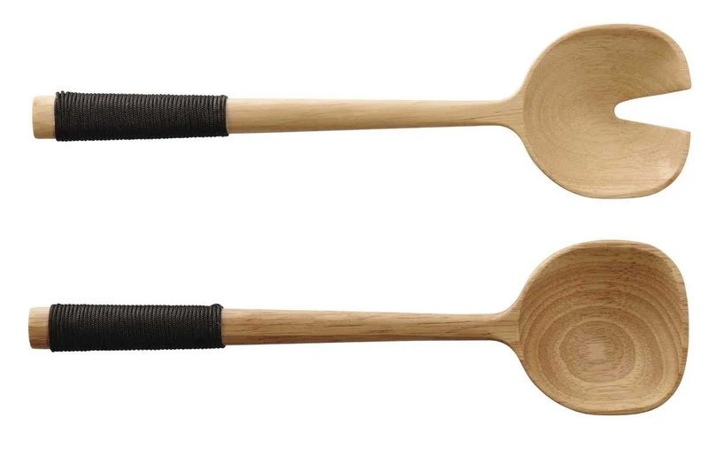 ASA Salatbesteck Holz mit schwarzem Nylongriff 24 x 6,3 cm