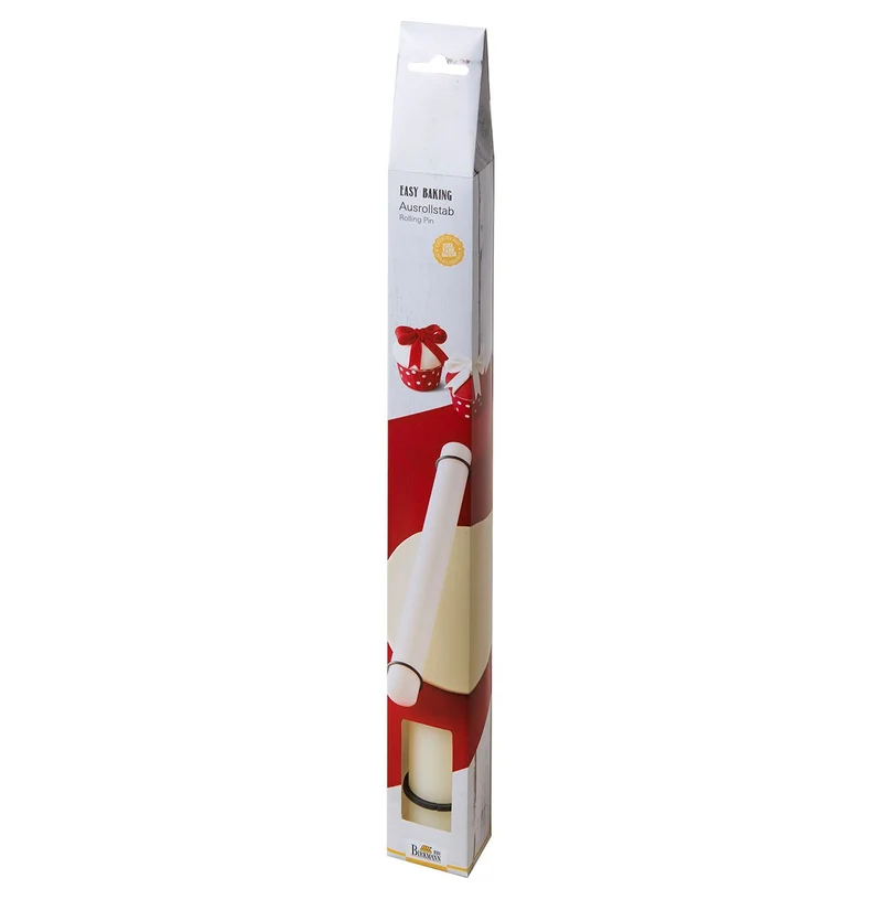 Birkmann Ausrollstab, Easy Baking, 40 cm, weiß, mit Distanzringen aus Silikon